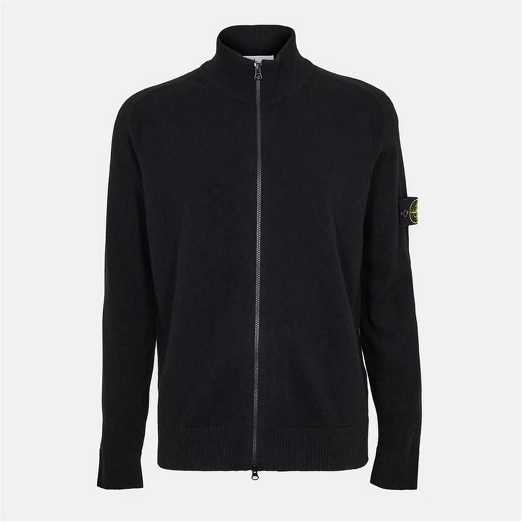 Stone Island Stone Zip Thru Knit Sn54 - Black
